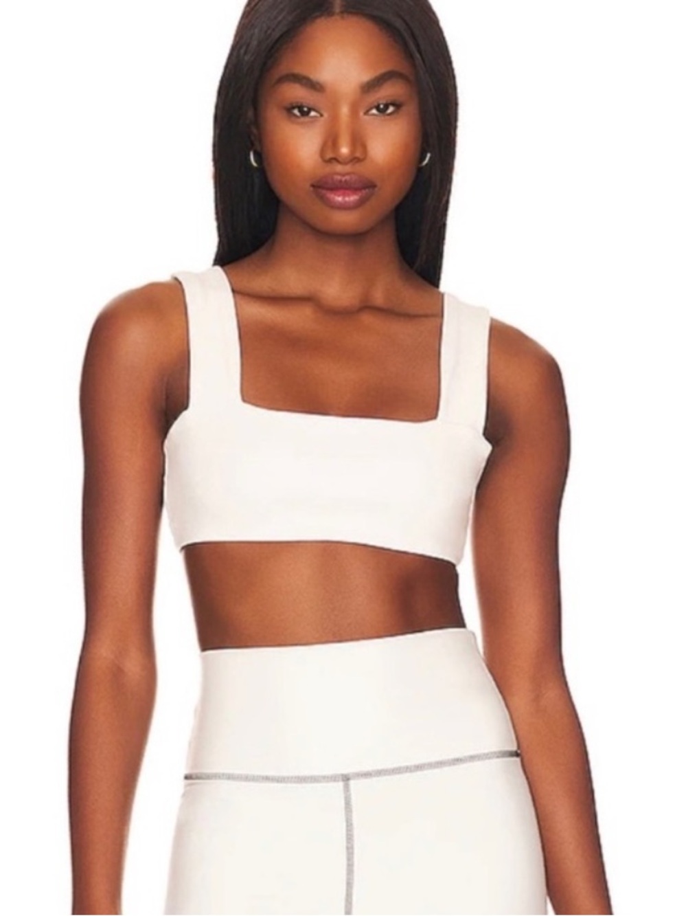 WeWoreWhat White Cotton Bandeau Sports Bra / Crop Top
